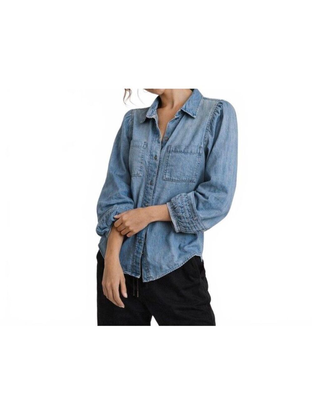 Balloon Sleeve Denim Shirt size M